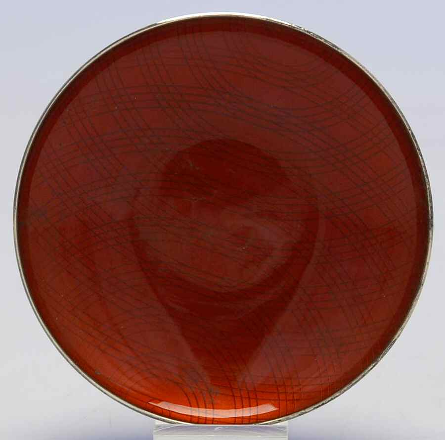 Sterling Hollowware 3" Round Tray with Enamel Bowl by J. Tostrup (Norway)-1