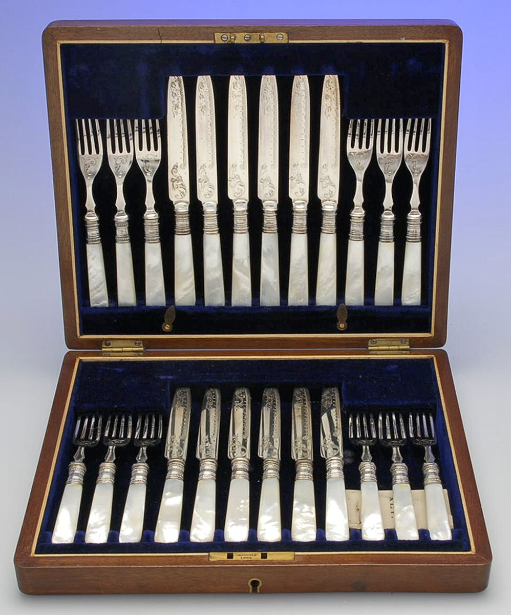 Pearl Handle 1 (Silverplate) 24 Piece Dessert Set W/Case by James Lewis & Sons-1