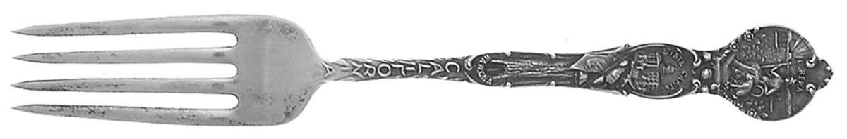 States & Cities Souvenir Spoons(Sterling) California Youth Fork by Joseph Mayer (USA)-1