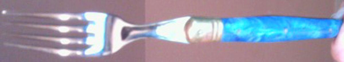 Laguiole-Blue Gold Accent (Stainless) Fork by Jean Dubost (France)-1
