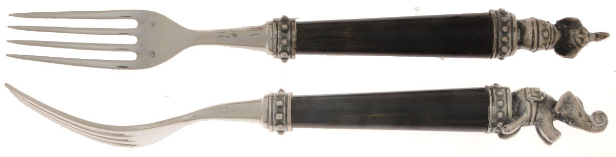 Elephant-Black (Silverplate) Fork by Jean Boggio Flatware-1