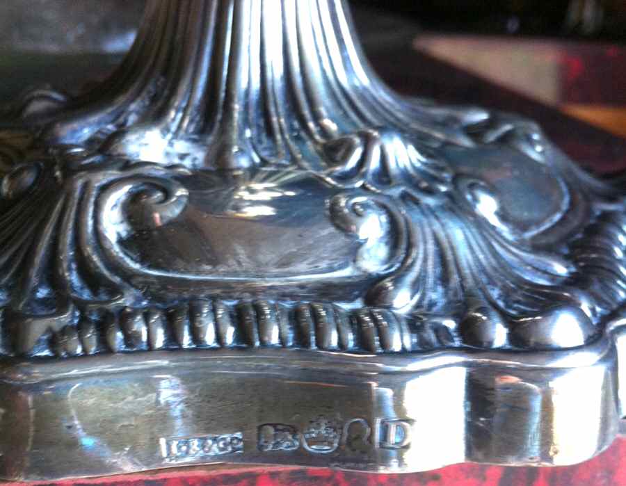 1850 (Sterling, Hollowware) 3-Light Candelabra by John Roberts & Co-1
