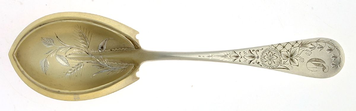 11 (Sterling) Sugar Shell Spoon, Bright Cut by JB & SK Knowles Silver-1