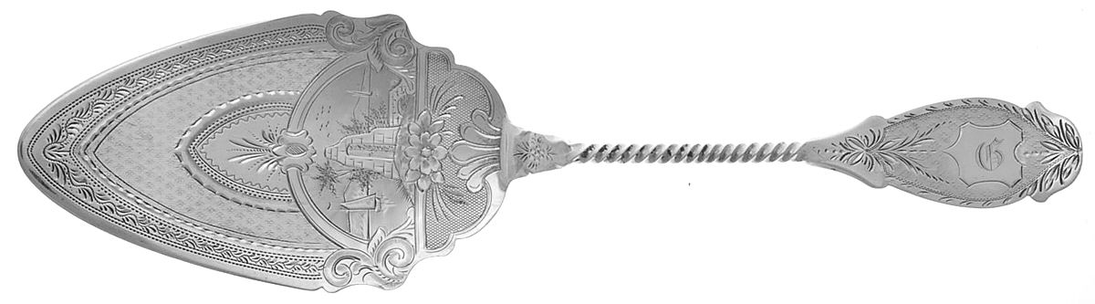 JSO2 (Coin) Large Solid Bright Cut Pie Knife by Joseph Seymour & Co.-1