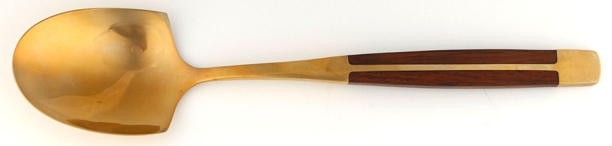JCZ1 (Brass, Teak) Large Solid Serving Spoon by Jean Claude-1