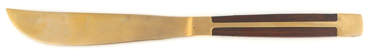 JCZ1 (Brass, Teak) Individual Solid Handle Steak Knife by Jean Claude-1