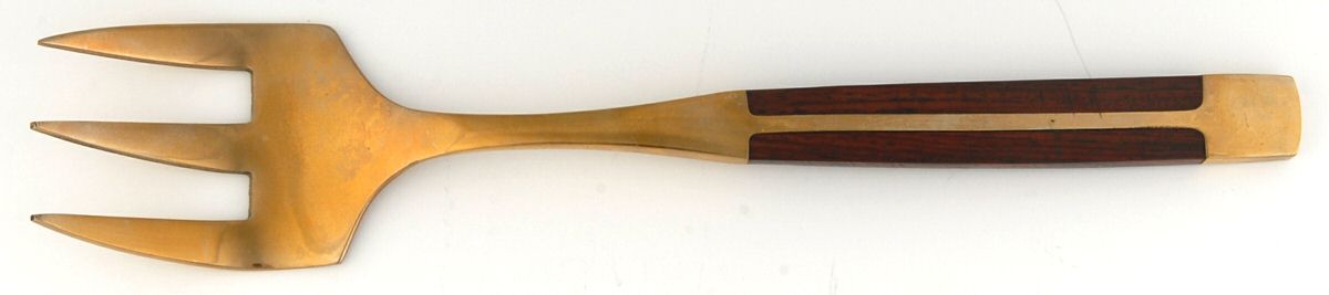 JCZ1 (Brass, Teak) Solid Serving Fork by Jean Claude-1