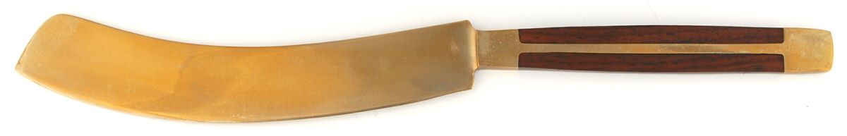 JCZ1 (Brass, Teak) Large Solid Piece Cake Knife by Jean Claude-1