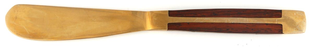JCZ1 (Brass, Teak) Flat Handle Butter Spreader by Jean Claude-1
