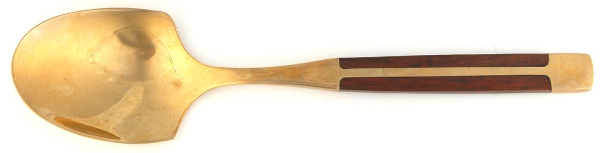 JCZ1 (Brass, Teak) Solid Serving Spoon by Jean Claude-1