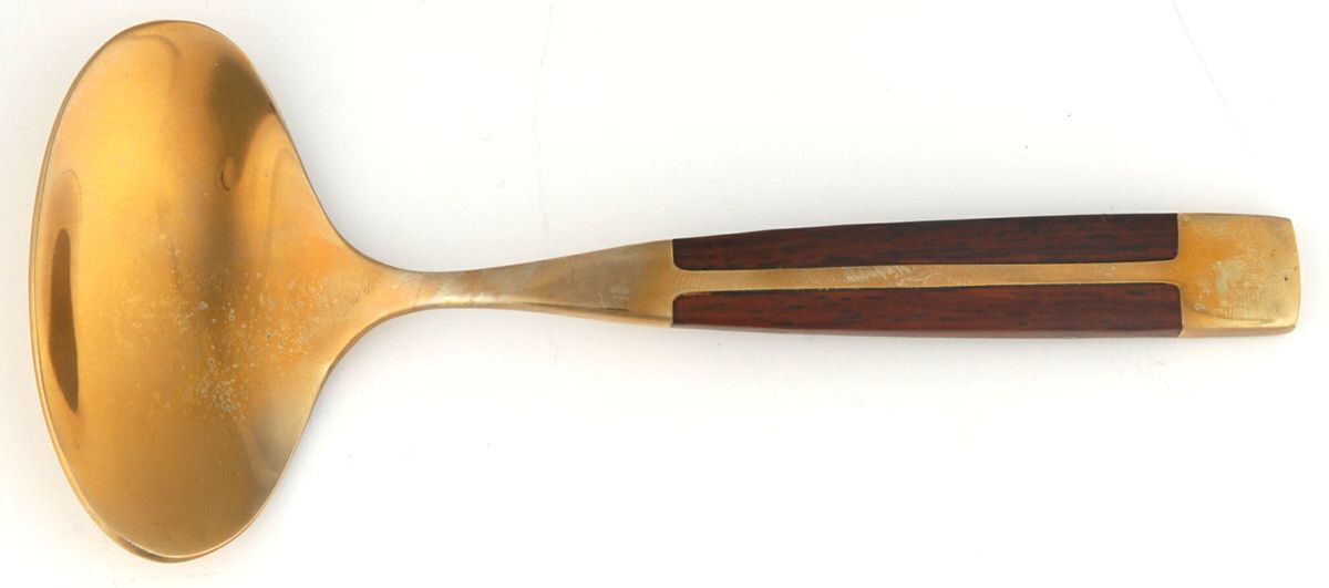JCZ1 (Brass, Teak) Solid Piece Cream Ladle by Jean Claude-1