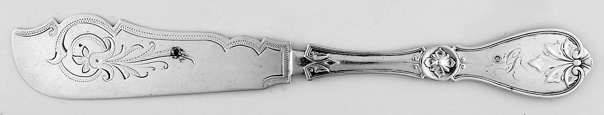 JWT8 (Coin) Flat Handle Bright Cut Master Butter by James Watts Silver-1
