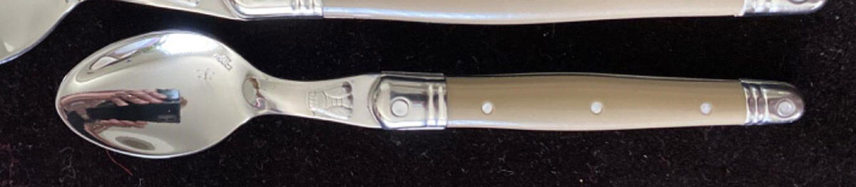 Laguiole-Mastic Taupe (Stainless) Teaspoon by Jean Dubost (France)-1
