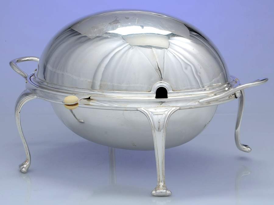 A561 (Silverplate, Hollowware) Oval Roll Top Vegetable Bowl by James Dixon & Sons-1