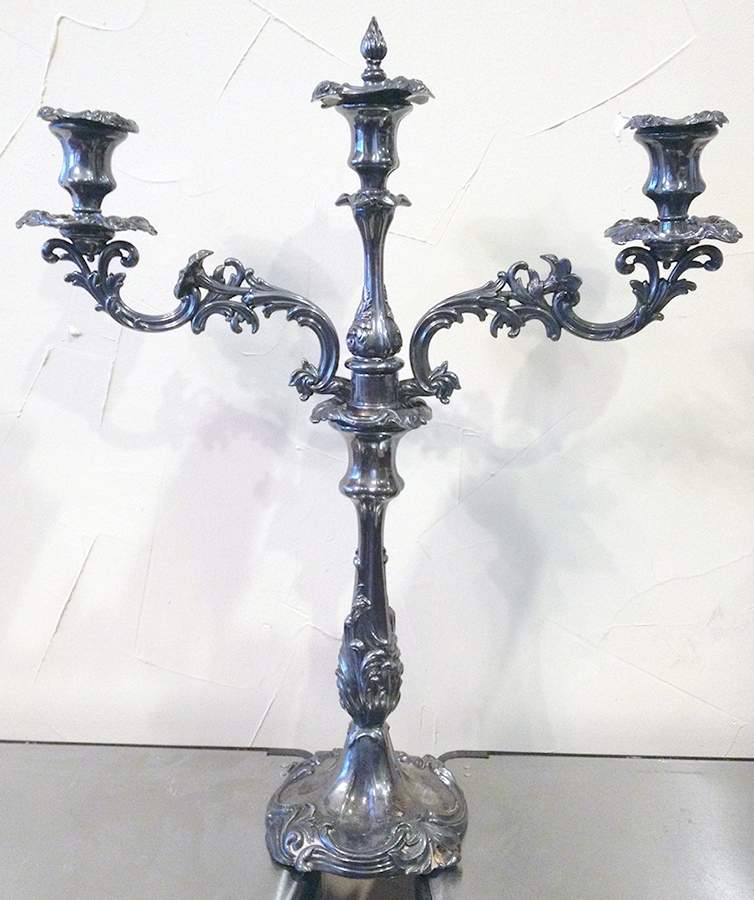 757 (Silverplate, Hollowware) Large 3 Light Candelabra by James Dixon & Sons-1