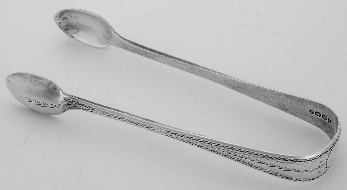 J3A1 (Sterling) Large Sugar Tongs by Joseph Mayer (England)-1