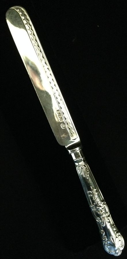 Kings (Sterling) Dessert Knife with Stainless Blade by John Round & Son, Ltd-1