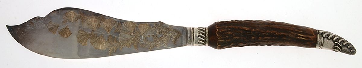 J5B1 (Sterling) Hollow Handle Fish Serving Knife,Sp Bld,Bright Cut by John Biggin-1