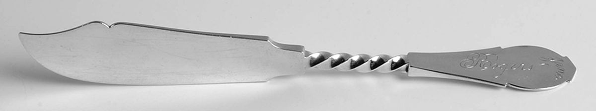 JUO5 (Sterling) Flat Twisted Handle Master Butter Knife by J Hollister-1