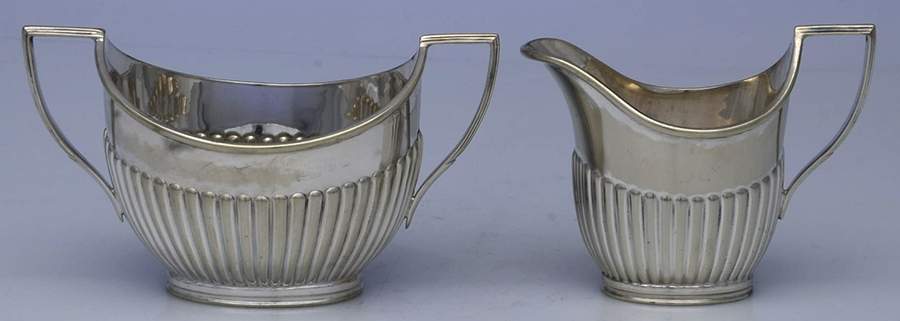 7974 (Silverplate, Hollowware) Mini Creamer & Open Sugar by John Round & Son, Ltd-1