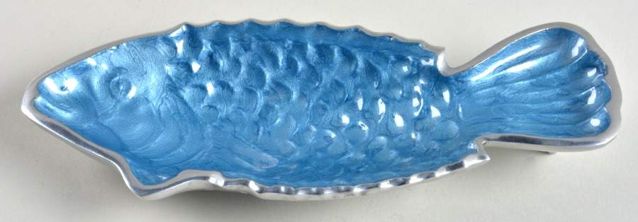 By the Sea-Azure (Aluminum, Hollowware) 8" Fish Shape Tray by Julia Knight-1