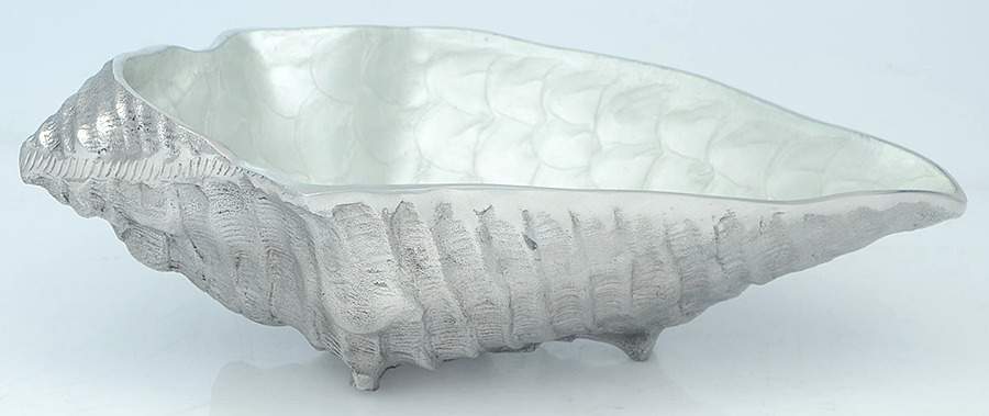 By the Sea-Hydrangea (Aluminum, Hollowware) 13" Shell Shape Bowl by Julia Knight-1