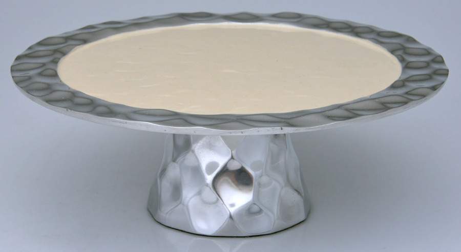 Classic-Snow (Aluminum, Hollowware) 10" Diameter Pedestal Cake Stand by Julia Knight-1