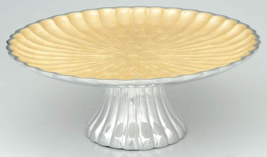 Classic-Snow (Aluminum, Hollowware) 13" Diameter Pedestal Cake Stand by Julia Knight-1