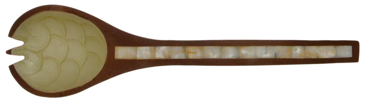 Classic-Kiwi (Aluminum, Hollowware) Salad Serving Fork with Wooden Prongs by Julia Knight-1