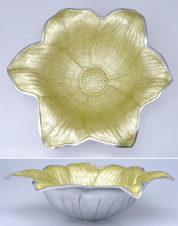Classic-Kiwi (Aluminum, Hollowware) 15" Round Bowl by Julia Knight-1