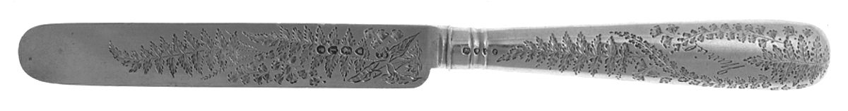 JJT1 (Sterling) Bright Cut Hollow Hdl Youth/Tea Knife Sterling Bld by John Aldwinckle & Thomas Slater-1