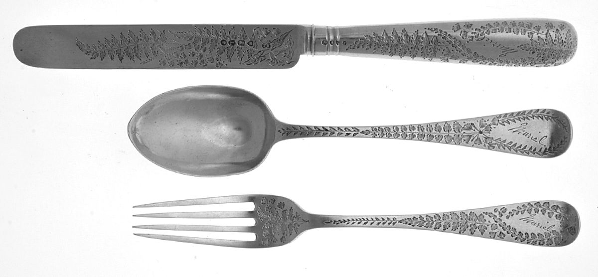 JJT1 (Sterling) 3 Piece Youth Set (Youth Spoon,Fork&Solid Knife) by John Aldwinckle & Thomas Slater-1