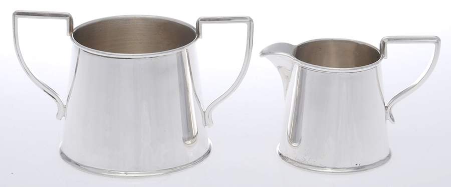 JGT1 (Sterling, Hollowware) Mini Sterling Creamer and Open Sugar by Joseph Gloster-1