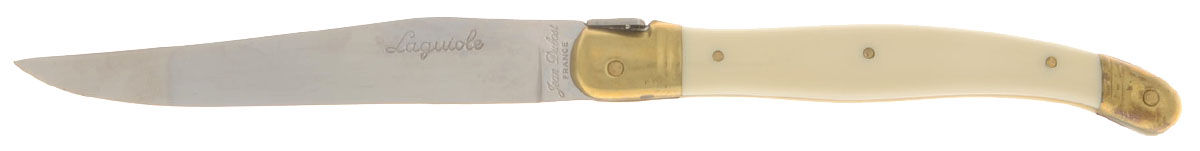 Laguiole Ivory (Gold Accent) Individual Steak Knife Hollow Handle by Jean Dubost (France)-1