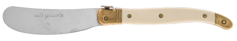 Laguiole Ivory (Gold Accent) Modern Hollow Butter Spreader (Stainless) by Jean Dubost (France)-1