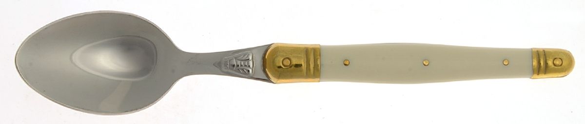 Laguiole Ivory (Gold Accent) Place/Oval Soup Spoon by Jean Dubost (France)-1