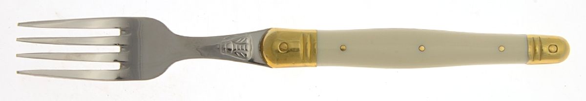 Laguiole Ivory (Gold Accent) Fork by Jean Dubost (France)-1