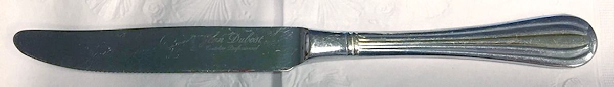 JED12 (Stainless, Gold Accent) New French Solid Knife by Jean Dubost (France)-1