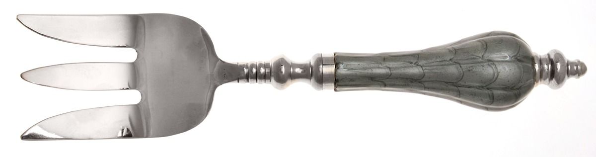 Peony Platinum (Stainless) Large Solid Cold Meat Serving Fork by Julia Knight-1