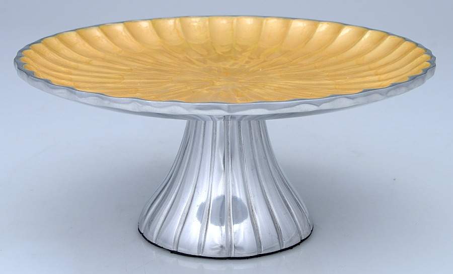 Classic Saffron (Aluminum, Holloware) 9" Diameter Cake Stand/Pedistal by Julia Knight-1