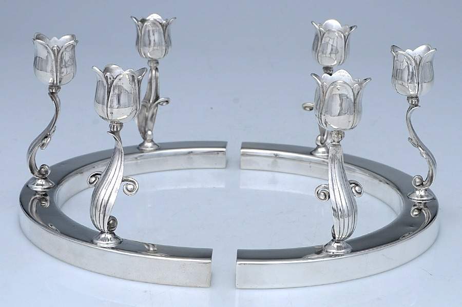 190 (Sterling, Hollowware) Pair of Candleholders, Holds 3 Candles by J. Wagner & Son, Inc-1