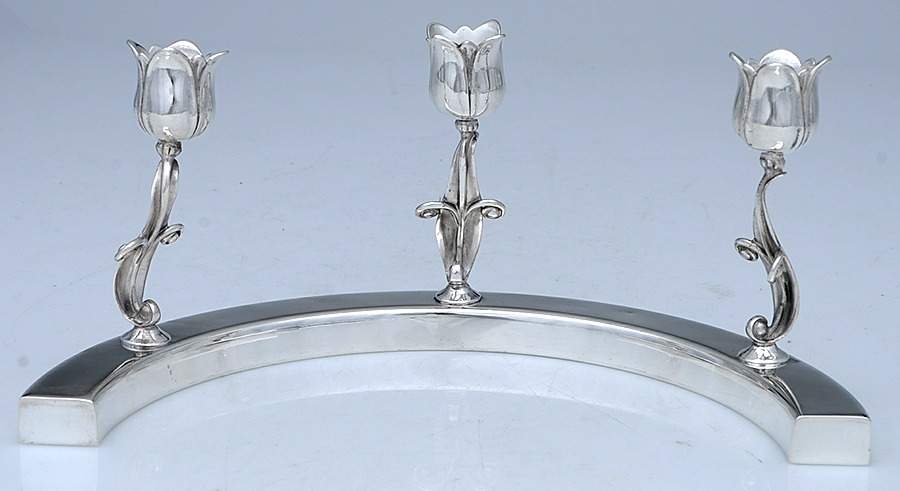 190 (Sterling, Hollowware) Candleholder-Holds 3 Candles by J. Wagner & Son, Inc-1