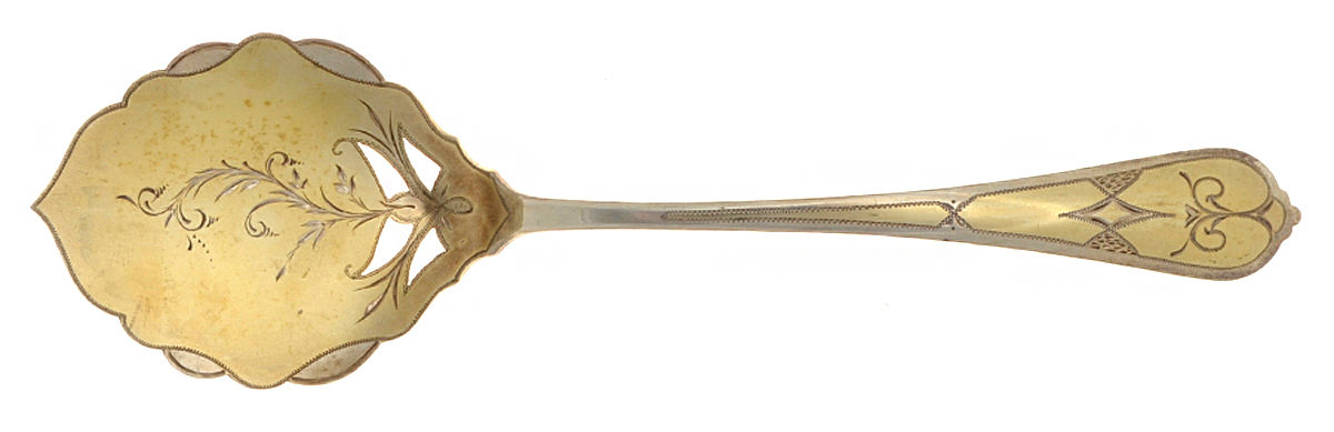 JVK5 (Sterling, Hollowware) Bright Cut Solid Pastry Server by J M Van Kempen-1
