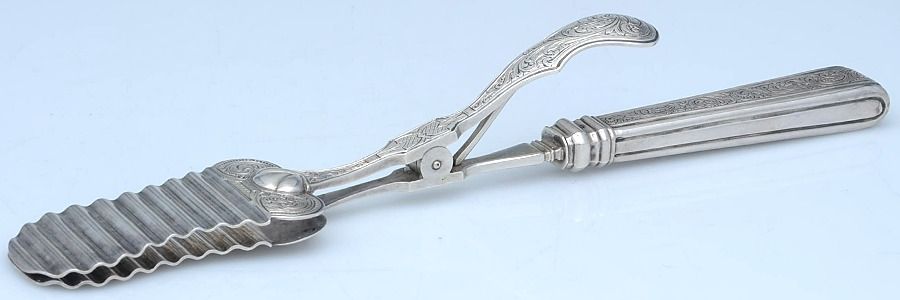 JZL1 (Sterling) Hollow Handle Asparagus Tongs w/Sterling Implement by Jan Abram Lintveld-1