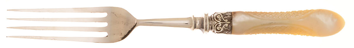 Pearl Handle 7 (Silverplate) Hollow Handle Dessert Fork, Plated Tines by 1834 J Russell & Co.-1