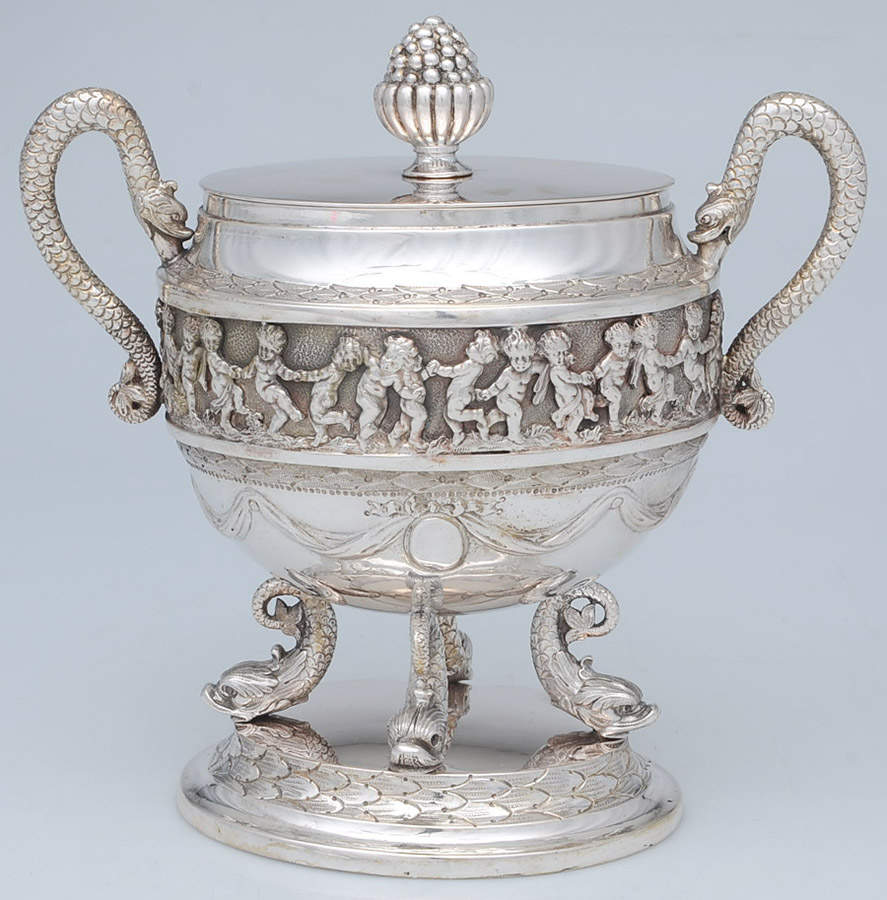 JZS2 (Sterling, Hollowware) Sugar Bowl & Lid by J D Schleissner Sohne-1