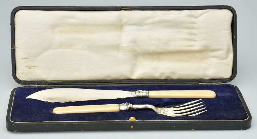 Silverplate Flatware Hollow Handle Fish Serving Set, Silverplate Blade by J B Chatterly & Sons-1