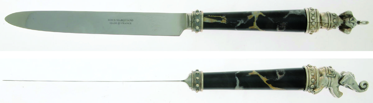 Elephant-Black Marble (Silverplate) New French Hollow Knife by Jean Boggio Flatware-1