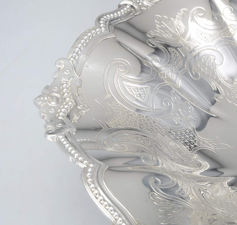 623S (Silverplate, Hollowware) Footed Handled Cake Basket by James Dixon & Sons-5