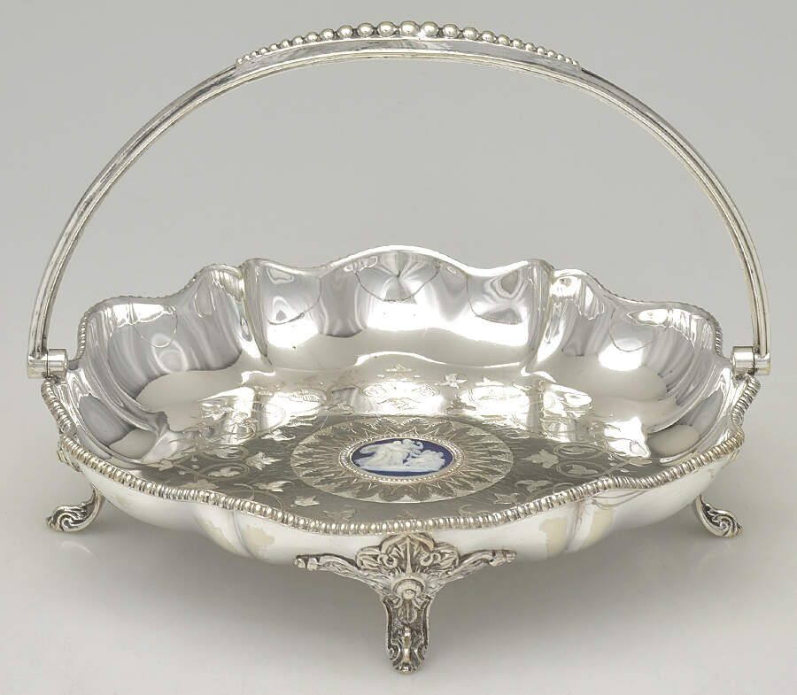 1487 (Silverplate, Hollowware) Footed Handled Cake Basket by James Dixon & Sons-1